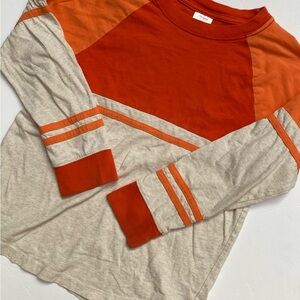 Hanna Andersson Orange & Cream Raglan Long Sleeve Tee
